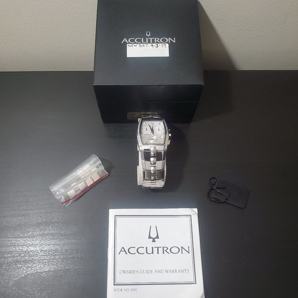 MEN’S ACCUTRON LUCERNE DIAMOND CHRONOGRAPH 26E11 SILVER - Picture 4 of 4